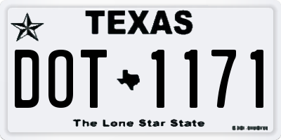 TX license plate DOT1171