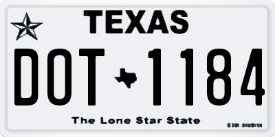 TX license plate DOT1184