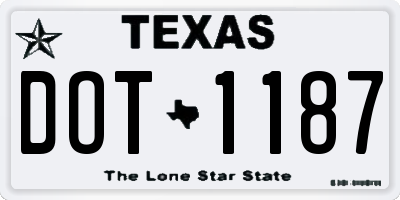 TX license plate DOT1187