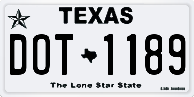 TX license plate DOT1189