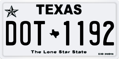 TX license plate DOT1192