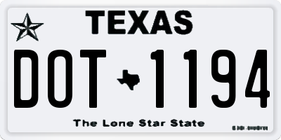 TX license plate DOT1194