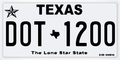 TX license plate DOT1200