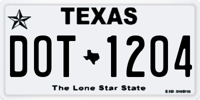 TX license plate DOT1204