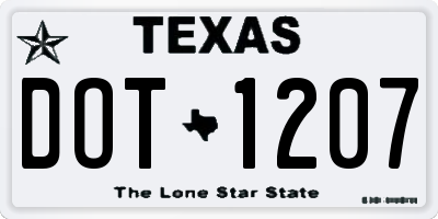 TX license plate DOT1207