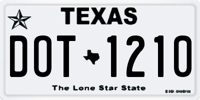 TX license plate DOT1210