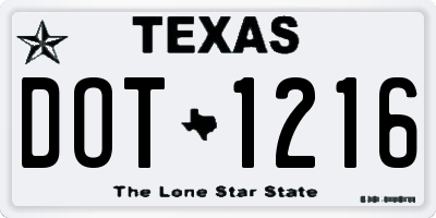 TX license plate DOT1216