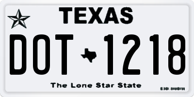 TX license plate DOT1218