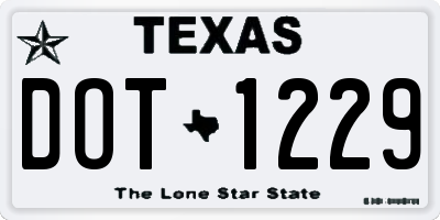 TX license plate DOT1229