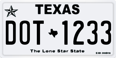 TX license plate DOT1233