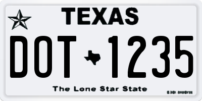 TX license plate DOT1235