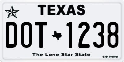 TX license plate DOT1238
