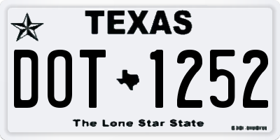 TX license plate DOT1252