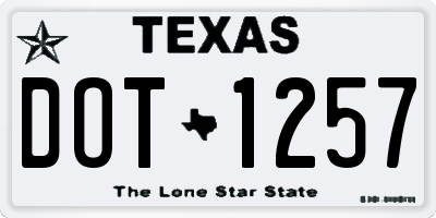 TX license plate DOT1257