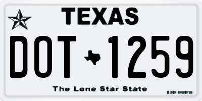 TX license plate DOT1259
