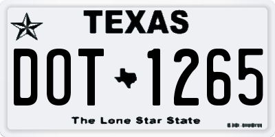 TX license plate DOT1265