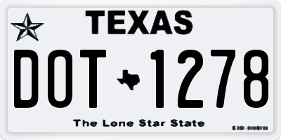 TX license plate DOT1278