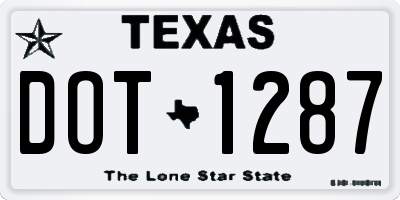 TX license plate DOT1287