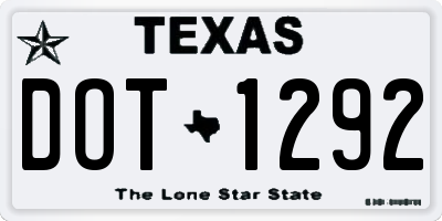 TX license plate DOT1292