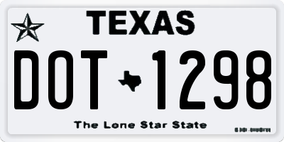 TX license plate DOT1298