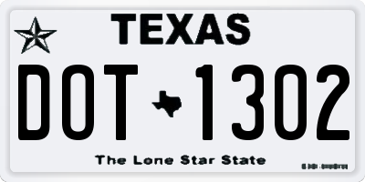 TX license plate DOT1302