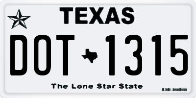 TX license plate DOT1315