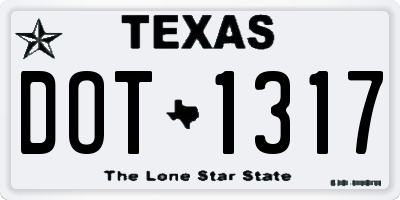 TX license plate DOT1317