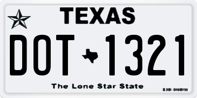 TX license plate DOT1321