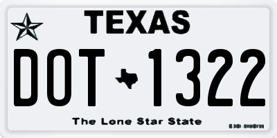 TX license plate DOT1322
