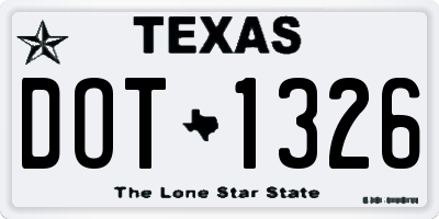 TX license plate DOT1326
