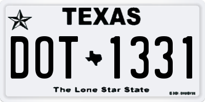 TX license plate DOT1331