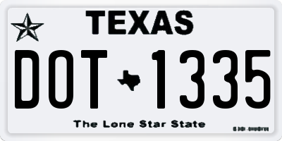 TX license plate DOT1335