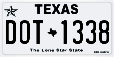 TX license plate DOT1338