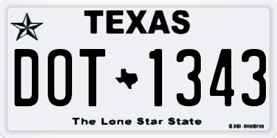 TX license plate DOT1343