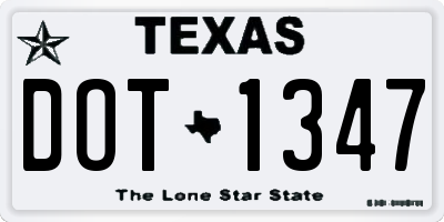 TX license plate DOT1347