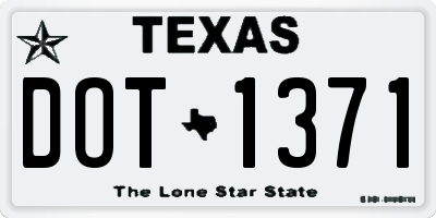 TX license plate DOT1371