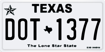 TX license plate DOT1377