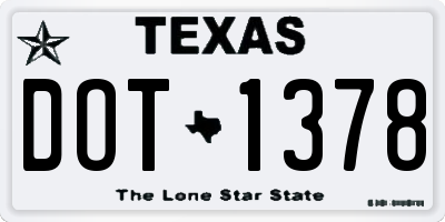 TX license plate DOT1378