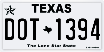 TX license plate DOT1394