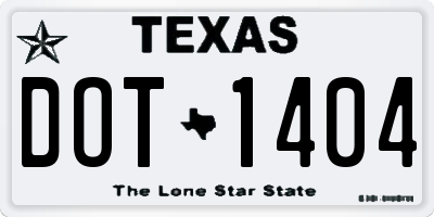 TX license plate DOT1404