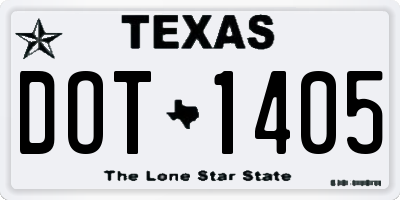 TX license plate DOT1405