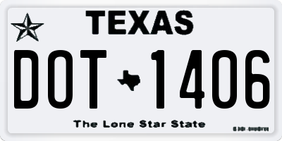 TX license plate DOT1406