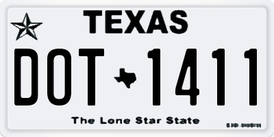 TX license plate DOT1411
