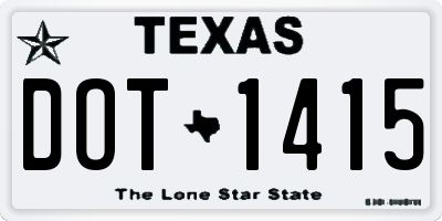 TX license plate DOT1415
