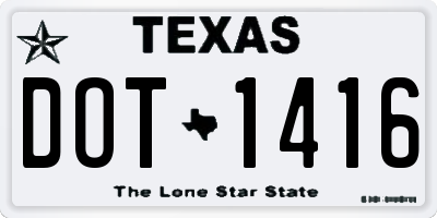 TX license plate DOT1416