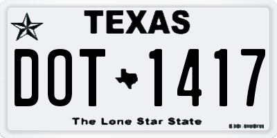 TX license plate DOT1417