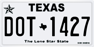 TX license plate DOT1427