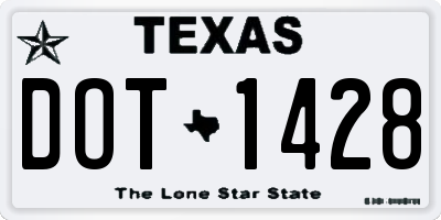 TX license plate DOT1428