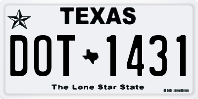 TX license plate DOT1431