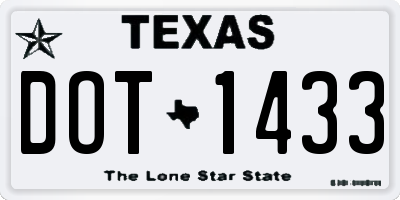 TX license plate DOT1433